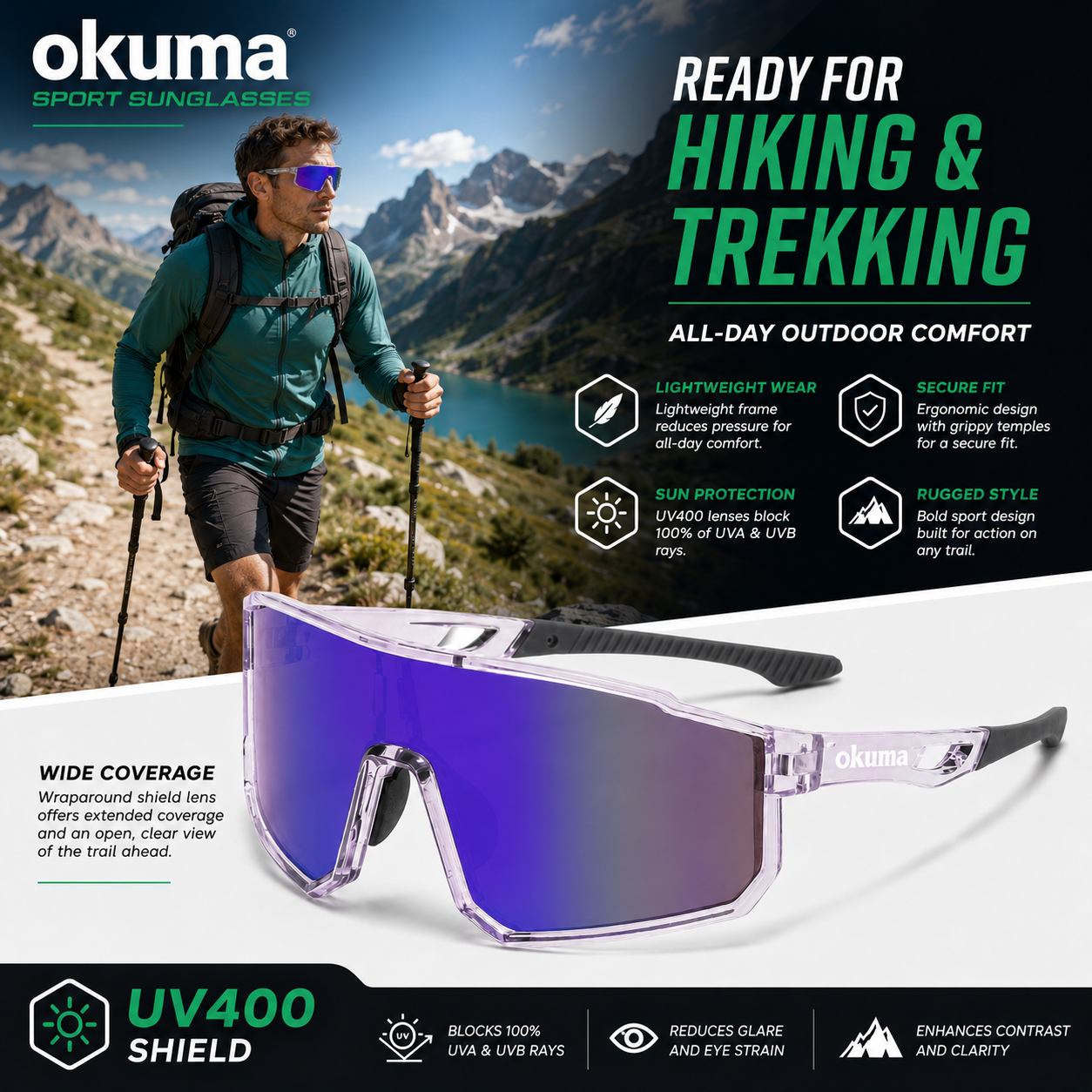 OKUMA UV400 Sports Eyewear Men - Surf Reel incelemesi ve fiyatı
